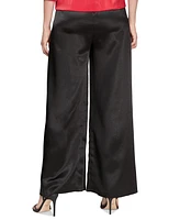 Alex Evenings Petite Satin Pull-On Wide-Leg Pants