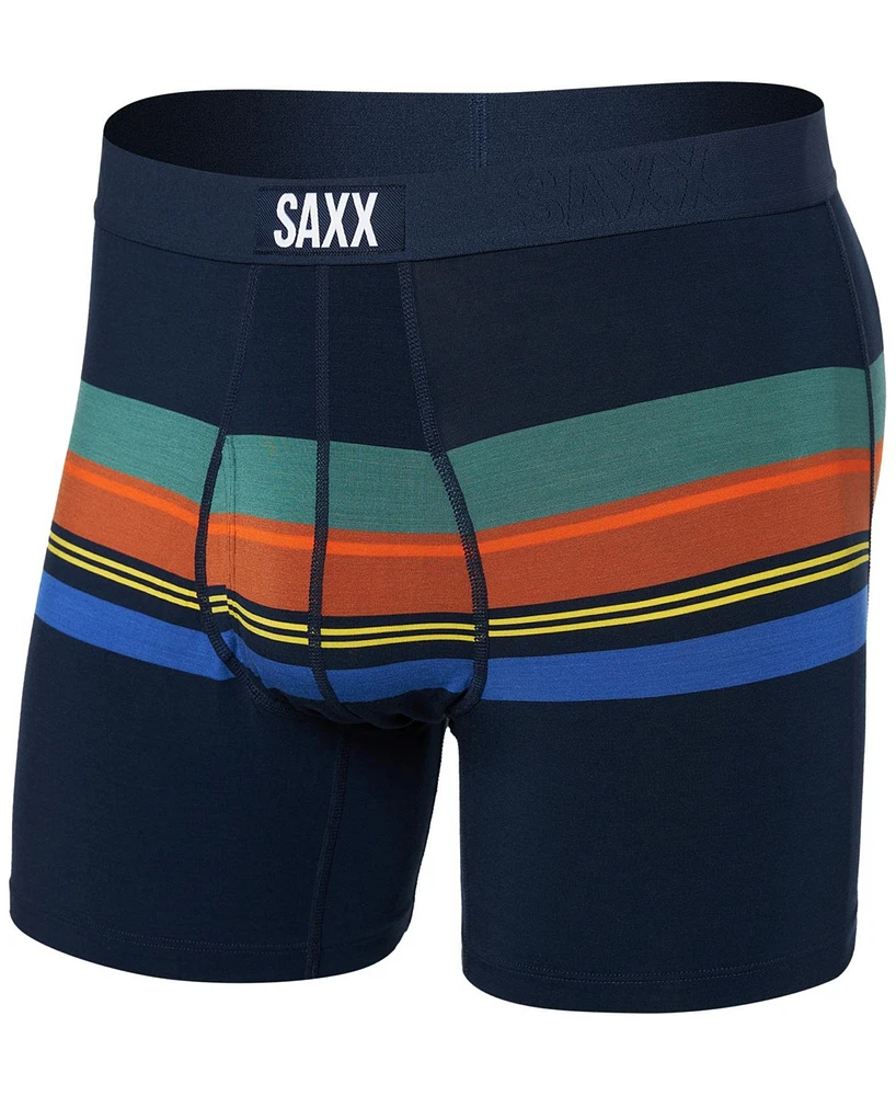 Saxx Men's Ultra Super Soft Relaxed-Fit Moisture-Wicking Stripe Boxer Briefs