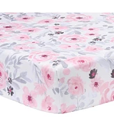 Bedtime Originals Floral Pink/Gray 2-Pack Fitted Crib/Toddler Sheet Set- Flower