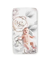 Lambs & Ivy 4-Piece Signature Floral/Leaf Baby Crib Bedding Set - White/Gray