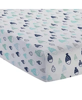 Lambs & Ivy Oceania Blue/Gray/White Whale with Octopus and Fish Nautical Ocean 6-Piece Nursery Baby Crib Bedding Set