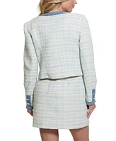 Guess Women's Tosca Braid-Trim Long-Sleeve Tweed Jacket