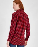 Nautica Jeans Women's Colorblocked Check Button-Up Shirt