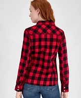 Nautica Jeans Women's Lake Check Roll-Tab-Sleeve Button-Up Shirt