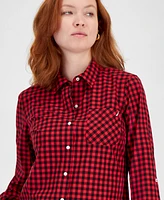 Nautica Jeans Women's Baby Bison Roll-Tab Button-Up Shirt