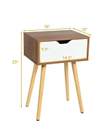 2-Tier Nightstand with Drawer - White Modern End Table for Bedroom, Living Room, or Office, Versatile Side Table for Sofa or Bedside