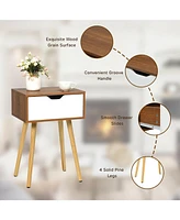 2-Tier Nightstand with Drawer - White Modern End Table for Bedroom, Living Room, or Office, Versatile Side Table for Sofa or Bedside