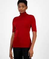 Anne Klein Petite Solid Half-Sleeve Turtleneck Sweater