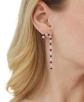 Ajoa By Nadri Silver-Tone Crystal Stone Candy Cane Linear Earrings