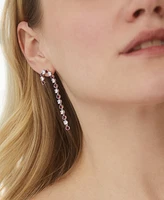 Ajoa By Nadri Silver-Tone Crystal Stone Candy Cane Linear Earrings