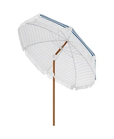 Streamdale Furniture 7' Patio Umbrella with Tilt, Vent, Ruffles, and Blue Stripe