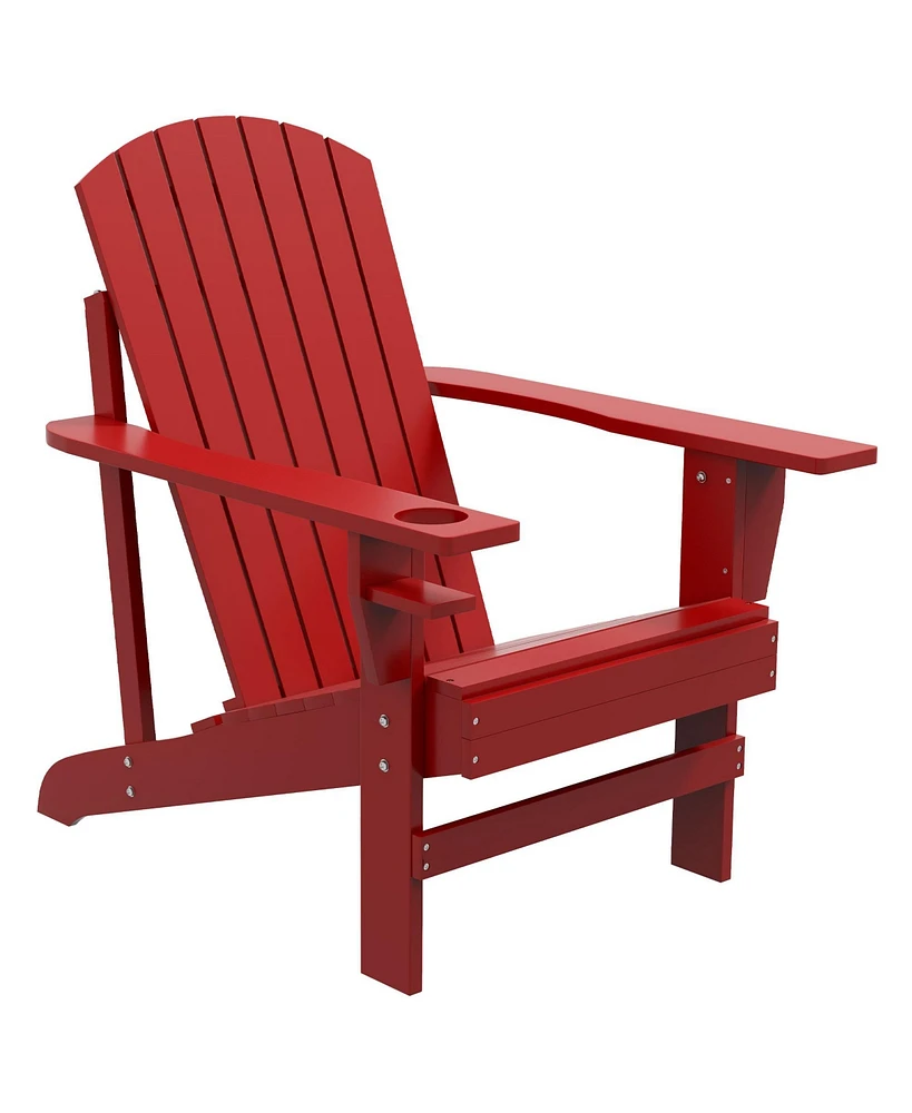 Simplie Fun Adirondack Lounge Chair with Cup Holder, Red