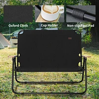Double Folding Camping Chair, Loveseat for 2 Adults, Portable Camping Couch