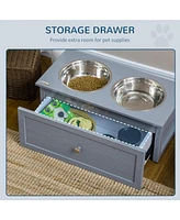 Streamdale Furniture Elevated Dog Bowls with Storage and Stainless Steel Bowls