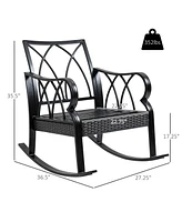 Streamdale Furniture Outdoor Wicker Rocking Chair with Aluminum Frame and Cushions