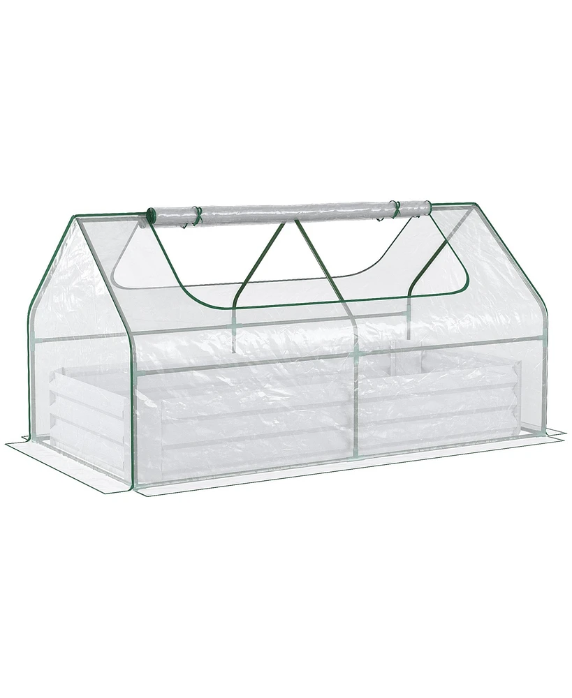 Simplie Fun Galvanized Raised Garden Bed with Mini Greenhouse Cover