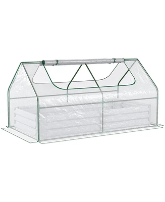 Streamdale Furniture Galvanized Raised Garden Bed with Mini Greenhouse Cover