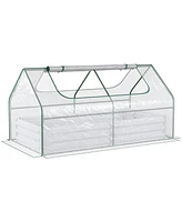 Simplie Fun Galvanized Raised Garden Bed with Mini Greenhouse Cover