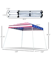 Slant Leg Pop Up Canopy Tent with American Flag Roof