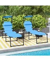 Outdoor Lounge Chair with Sunshade Roof for Beach Camping
