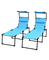 Streamdale Furniture Outdoor Lounge Chair with Sunshade Roof for Beach Camping