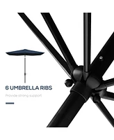 Rectangular Market Umbrella for Patio, 6.5' x 10', Blue
