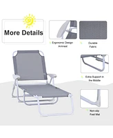 Folding Chaise Lounge with 4-Position Reclining Back, Armrests