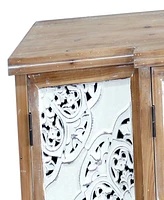 Streamdale Furniture 4-Door Distressed Wood Accent Cabinet with Shelves