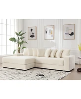 Simplie Fun Oversized L-Shaped Modular Couch with Armrests, Throw Pillows, Beige