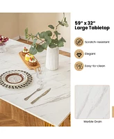 Vebreda 4 Piece Dining Table Set with Bench and 2 Stools-White