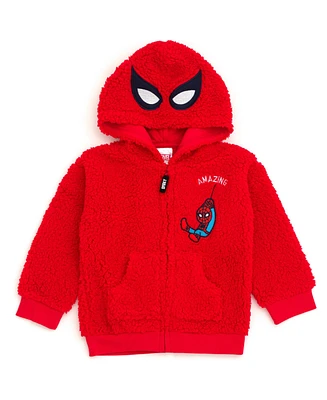 Marvel Baby Boys Avengers Spider-Man Cozy Sherpa Cosplay Hoodie Newborn to (0-3 Months - 10-12)