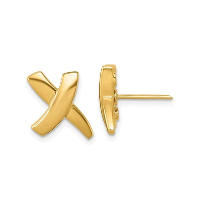 Diamond2Deal 18k Yellow Gold Polished X Stud Earrings