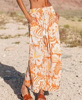 Cupshe Women's Orange Paisley Elastic Waist Wide Leg Pants