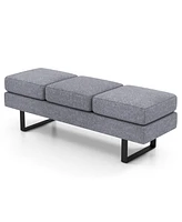 Vebreda Waiting Room Bench Seating Long Bench with Metal Frame Leg-Gray