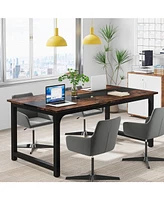 Tribesigns Modern Computer Desk, 63 x 31.5 inch Large Office Desk Computer Table Study Writing Desk Workstation for Home Office, Rustic/Black
