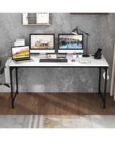 Costway 60" Modern Computer Desk with Charging Station with Storage Bag & Headphone Hook