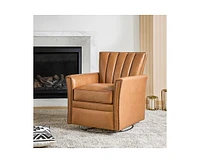 Hulala Home Felisa Modern Genuine Leather Swivel Chair