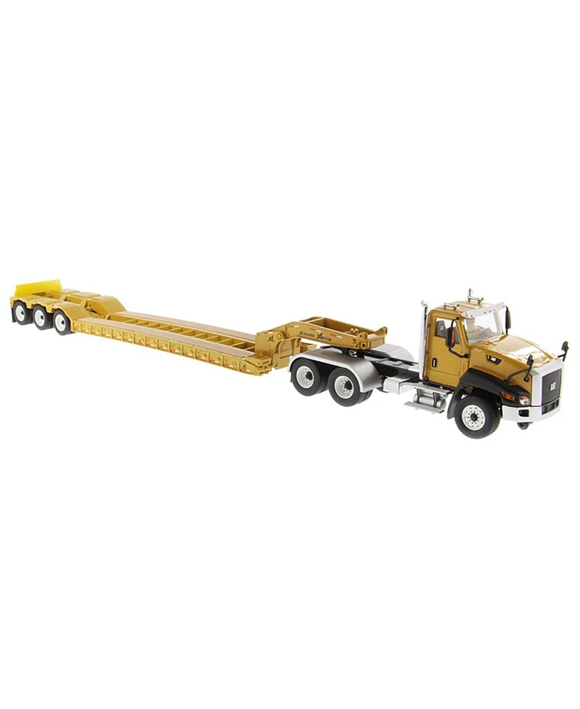 Diecast Masters 1/50 Caterpillar CT660 Highway Semi Truck with Lowboy Trailer