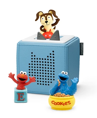 Tonies Blue Playtime Starter Set with Sesame Street Cookie Monster & Elmo Audio Play Figurines