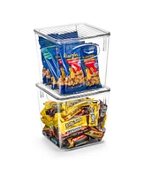 Sorbus 4 Pack Small Clear Plastic Container Bins W/ Lids and Handles - Perfect for Kitchen Organization and Storage