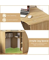 Costway L-Shaped Computer Desk with Storage Shelves Adjustable Shelf for Home Office