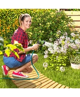 Sugift 7 Ft Wooden Garden Pathway Roll Out Curved Fir Wood Walkway with Anti-slip Surface