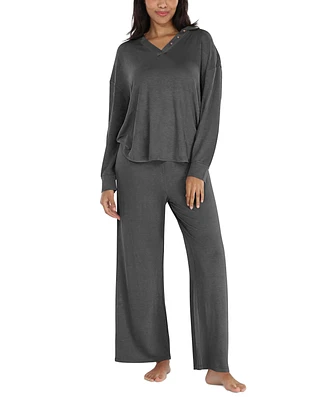 Honeydew Women's 2-Pc. Henley French Terry Pajamas Set