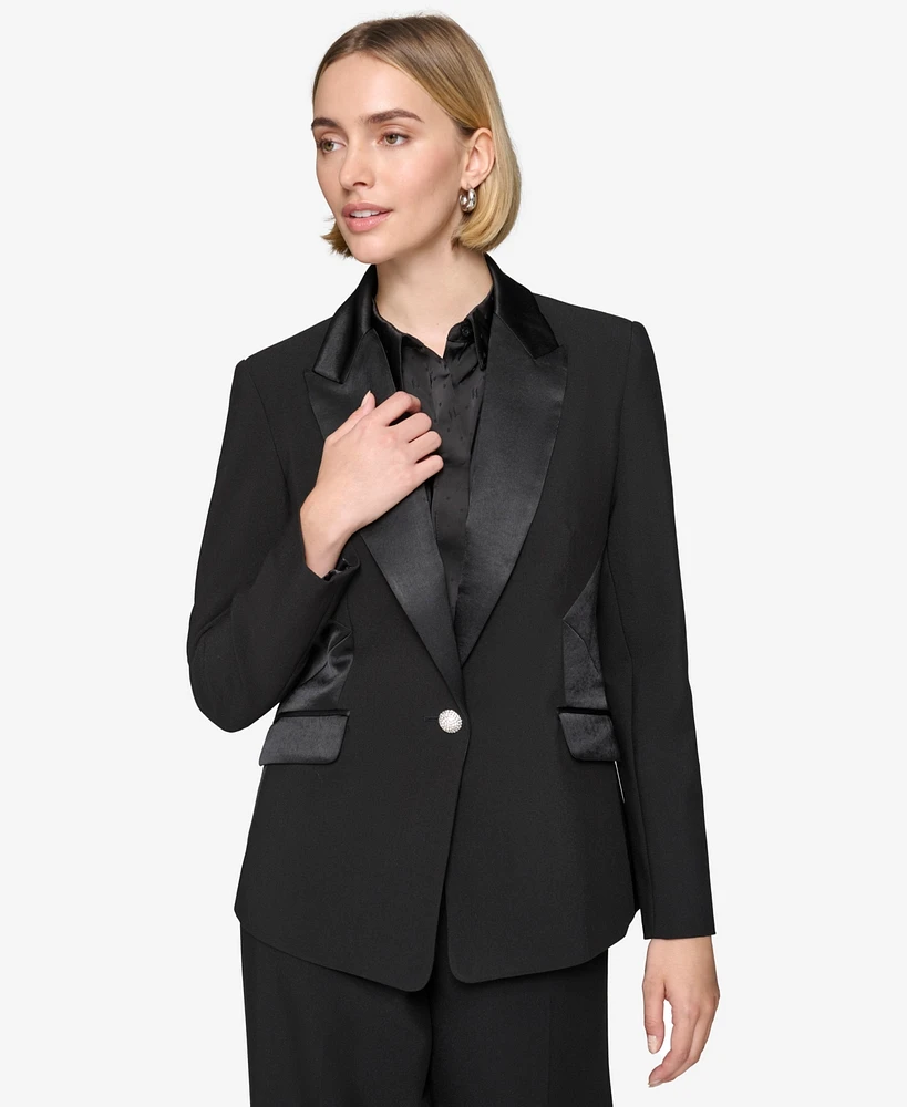 Karl Lagerfeld Paris Women's One-Button Tuxedo Jacket