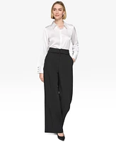 Karl Lagerfeld Paris Women's Wide-Leg Foldover-Waist Pants