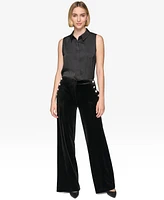 Karl Lagerfeld Paris Women's Velvet Rhinestone-Button Pants