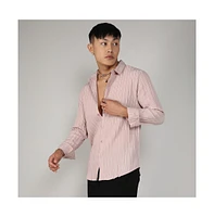 Campus Sutra Men's Blush Self-Design Striped Shirt