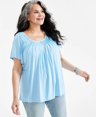 Style & Co Plus Pleat-Neck Top, Created for Macy's