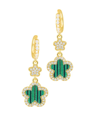 Adornia Gold Cubic Zirconia White Clover Earrings