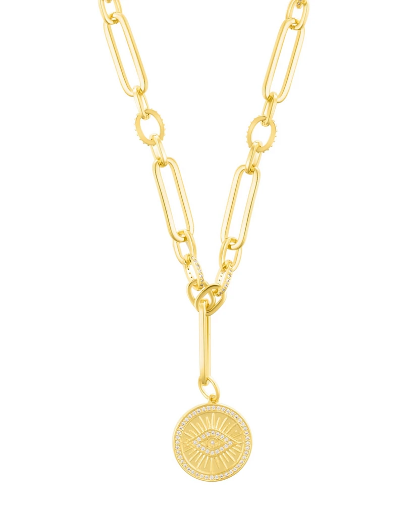 Adornia Gold Cubic Zirconia Evil Eye Mixed Link Y-Necklace